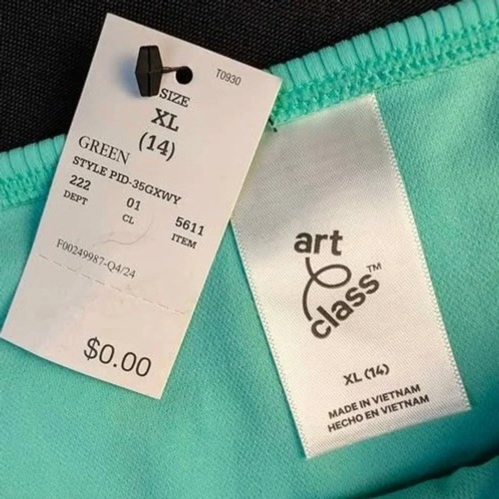 Art Class~Girls Bikini Bottom ~ Size XL 14 ~ Aqua Green/Ribbed/Multi Strappy Tie